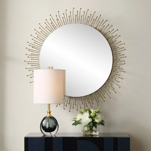 Uttermost 09985 Aga 31" Diameter Circular Framed Bathroom Mirror - Gold - Picture 5 of 5