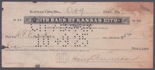 HARRY S TRUMAN - AUTOGRAPHED SIGNED CHECK 10/09/1925