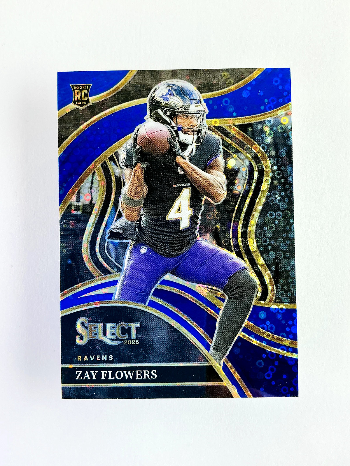 Zay Flowers 2023 Panini Select Club Level Blue Disco Prizm RC /25