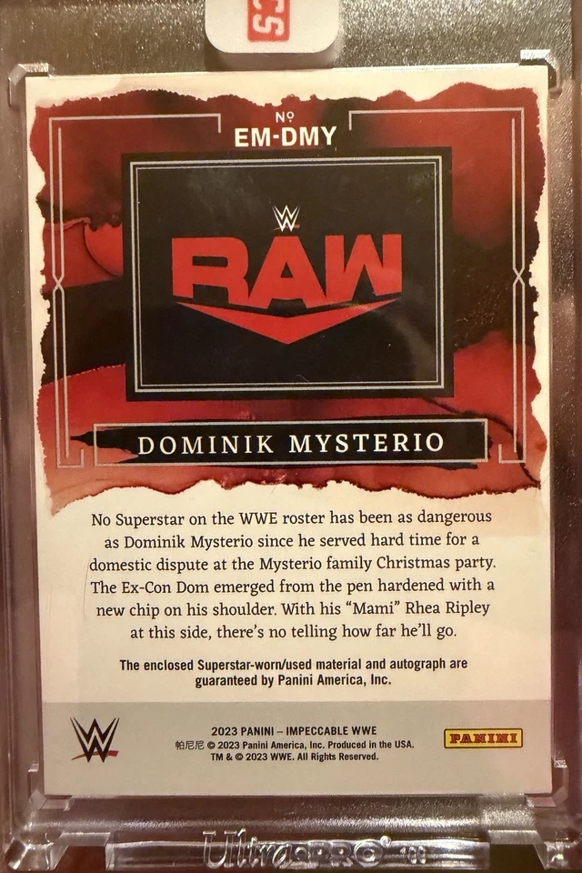 2023 Panini Impeccable WWE Elegance Purple Foil Patch Auto Dominik Mysterio /25! - Image 3 of 3