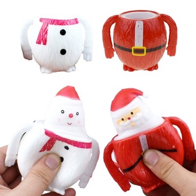 Christmas Fidgets Toy TPR Squeeze Snowman Decompress Santa Kids Goodie Toy 3PCS