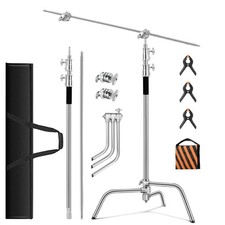 Heavy Duty C Stand 10.8ft/330cm with Boom Arm 100 Stainless Steel Photograph...
