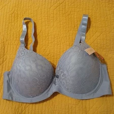New With Tags Mamia 36D Grey Lace Pushup Underwire Padded Bra