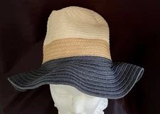 Time And True Grey, Tan & Cream Adjustable Panama Hat - One Size  New With Tag!