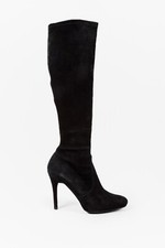 Stuart Weitzman Knee-High Black Suede Boots, Size 37