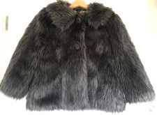 Betty Jackson Black Faux Fur 3/4 Sleeve Size 10-12 Short Coat Jacket Grey