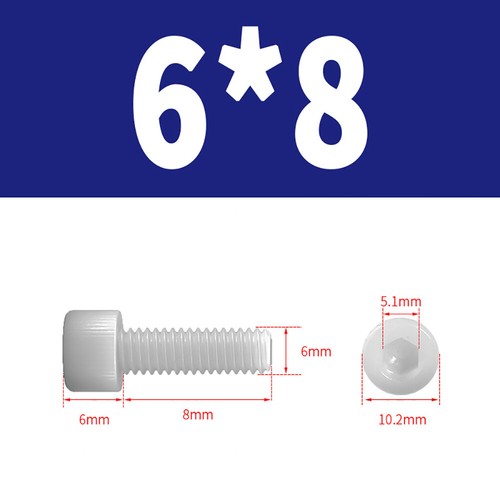 Kunststoff Zylinderschrauben Innensechskant Weiß Nylon DIN 912 M3 M4 M5 Bis M12 - Bild 34 von 82
