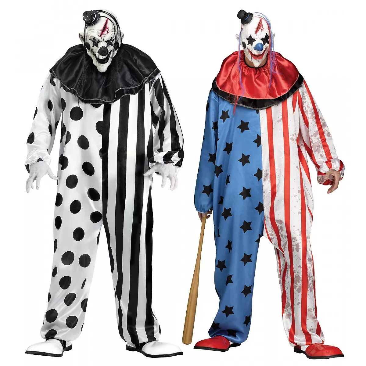 Evil Clown Costume Adult Scary Halloween Fancy Dress