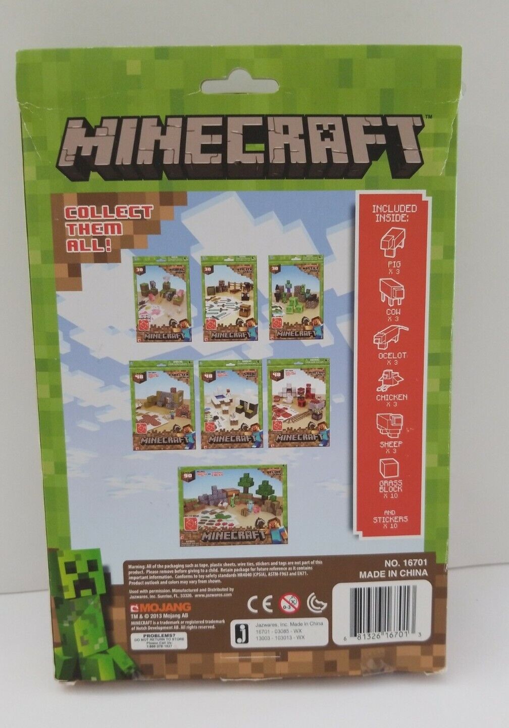 Lot of 2 Minecraft Papercraft Animal Mobs 16701 & Utility Pack 16702.  Jazwares