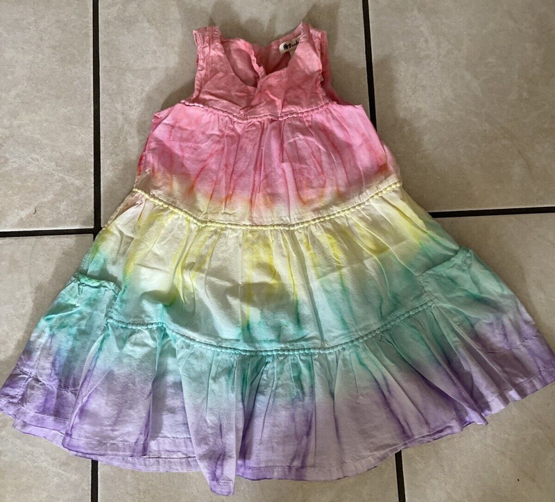 Pandemonium Girl's Tiered Boho Dress Size 3T Tie Dye Pastel Colors *pre-owned*