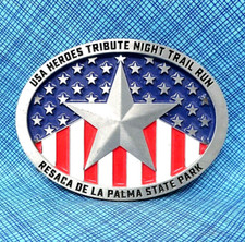 USA Heroes Tribute Night Trail Run Belt Buckle Resaca De La Palma Texas .PCB359