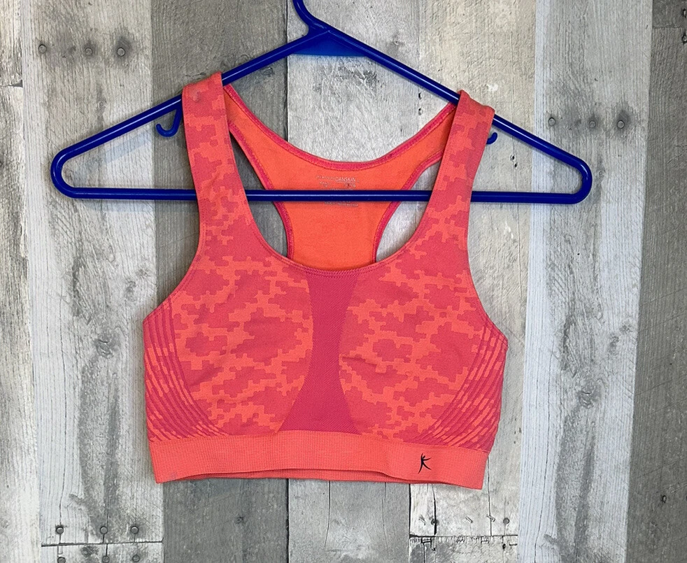 Danskin Now Racerback Sports Bra Womens Size Medium Pink/Orange