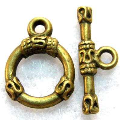 10Sets Tibetan Antique Bronze Round Toggle Clasps Hooks Jewelry Findings C325