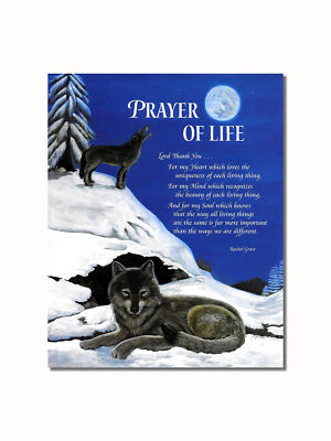 Prayer of Life Wolves in Snow Howling at Moon Wall Picture 8x10 Art Print