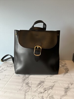 Woman s Backpack Vegan Leather Flap 3 Way Convertible Black NEW W/ Wristlet