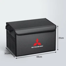 Black Leather Car Rear Trunk Storage Luggage Box Cargo Organizer For Mitsubishi