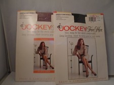 JOCKEY FOR HER SHEER  COMFORTABLE PANTYHOSE, MEDIUM TUXEDO BLACK  TAUPE 2PK 