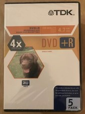 TDK RW DVD R 4x speed 4.7 GB 5 Pack with Full Size DVD Cases Recording Video 120