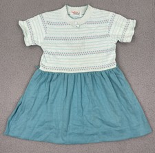 Vintage Healthtex Dress Girls Size 5 USA Blue Teal