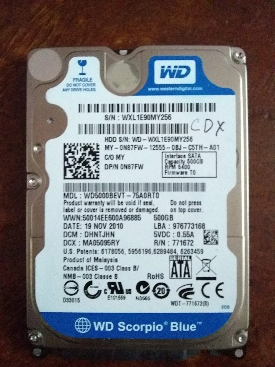 WD S Blue WD5000BEVT 500GB, Internal, 5400 RPM, 2.5&#034; Hard Drive, As-is | eBay