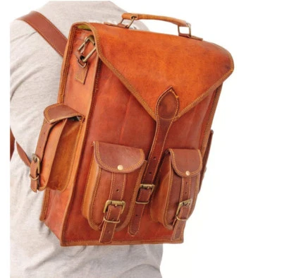 Herren Vintage Leder Rucksack Tasche Laptop Freizeit Reise Schule Taschen - Bild 1 von 4