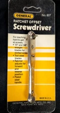 QTY 1 NEW GENERAL TOOLS 807 RATCHET OFFSET SCREWDRIVER SLOTTED MADE IN USA
