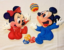 Disney Soft Plush Nursery Wall Hangings Vintage 1984 Mickey Minnie Mouse