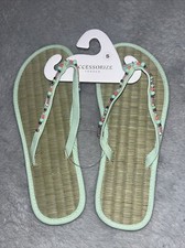 Accessorize Monsoon Seagrass Flip Flops Size S Small UK 3 4 Green Turquoise Bead
