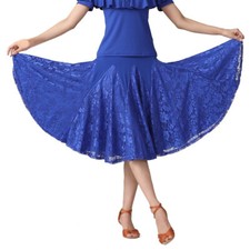 Ladies Lace Midi Dancewear Swing Dance Skirt Latin Salsa Modern Tango Ballroom