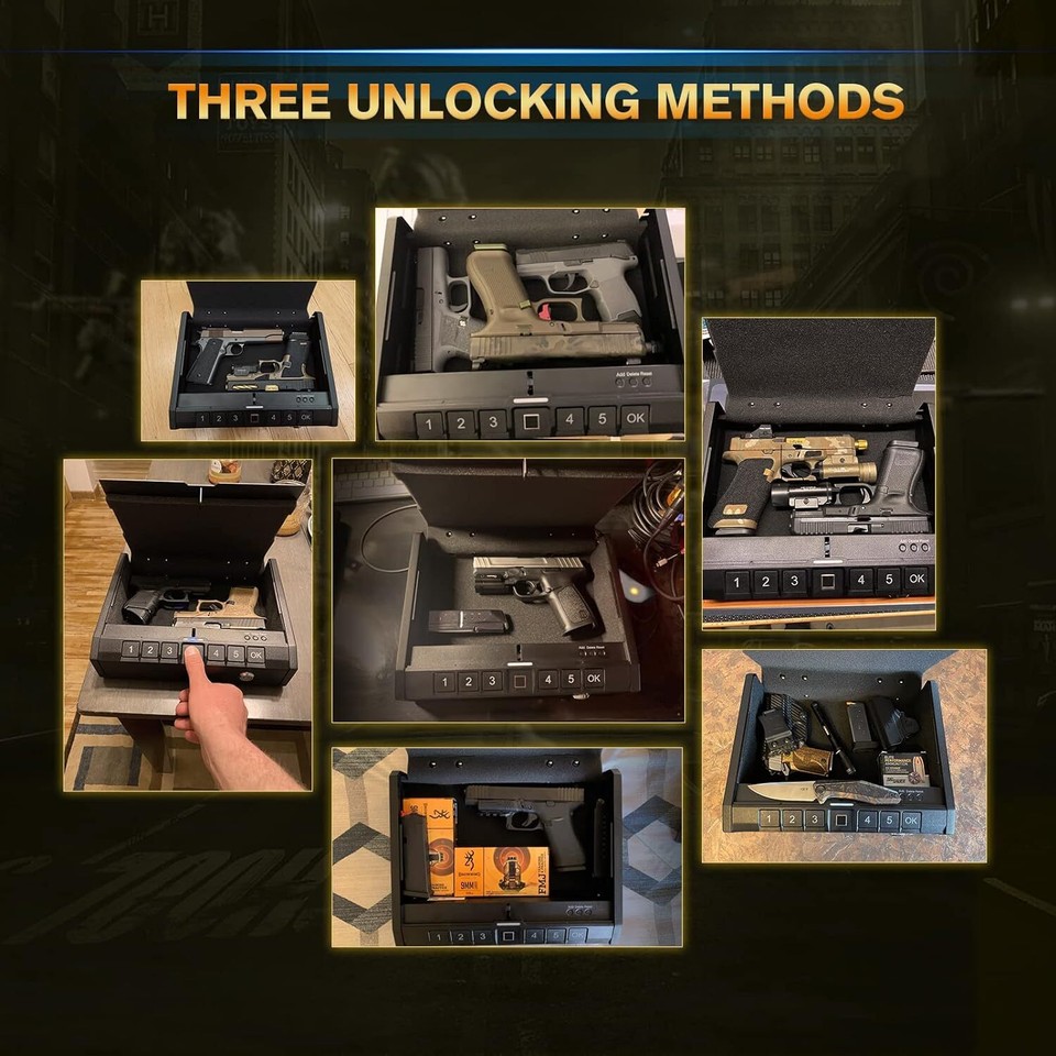 Gun Safe Box Biometric Quick Access Firearm Safety Fingerprint Lock or ...