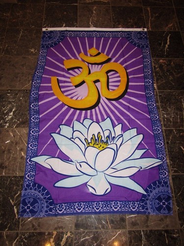 Om Flag 3x5 Ft Sanskrit Prayer Banner Hindu Hinduism Lotus Blossom India Aum New Ebay