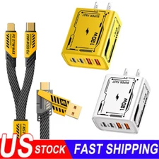 120W Fast Type C Wall Charger 4-in-1 Fast Cable For Samsung S24 FE S23 S22 Ultra