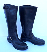Vintage HARLEY DAVIDSON Women's Black Leather Motorcycle Boots w/ Buckles SZ 10