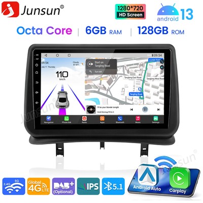 9'' Android 13 Autoradio Carplay GPS Navi WIFI KAM Für Renault Clio 3 2005-2014