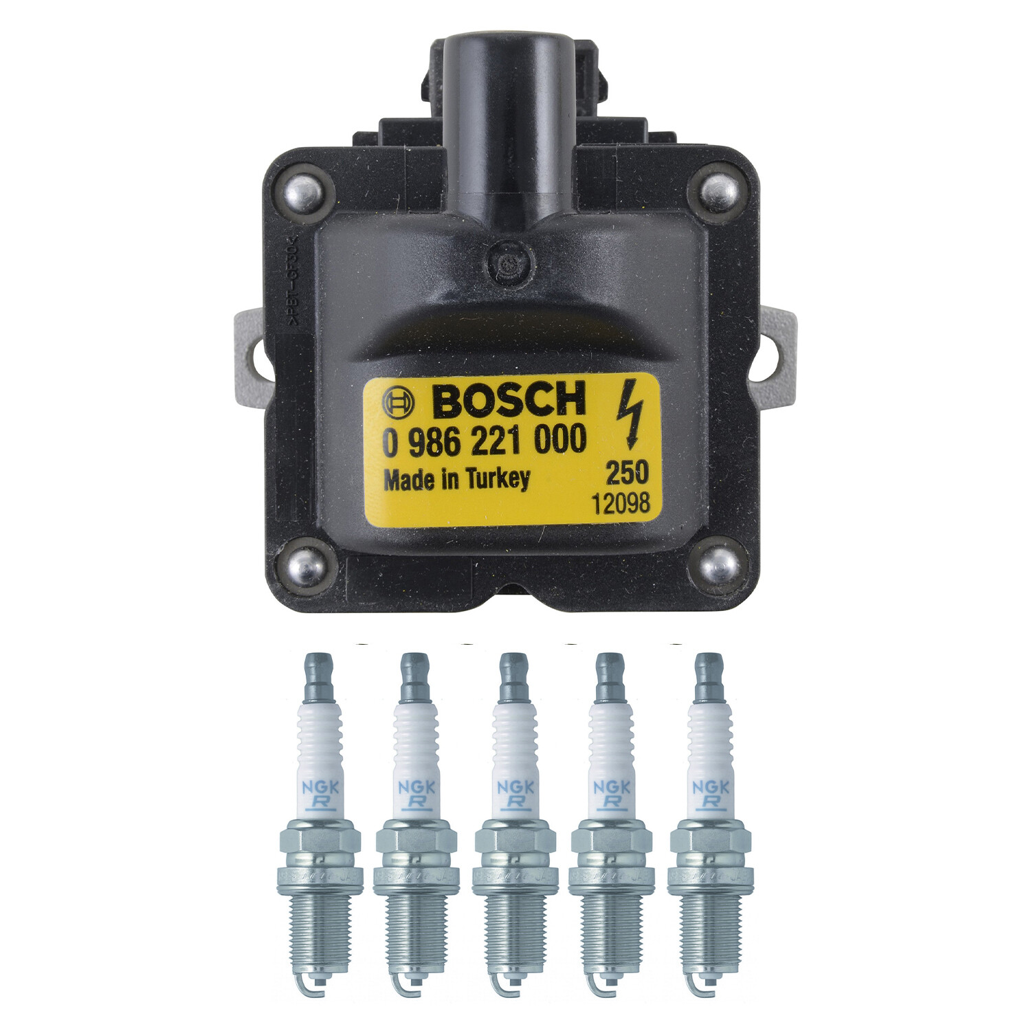 Bosch Ignition Coil NGK 5 V-Power Spark Plug Kit For 80 90 100 S60 C70 XC90 L5