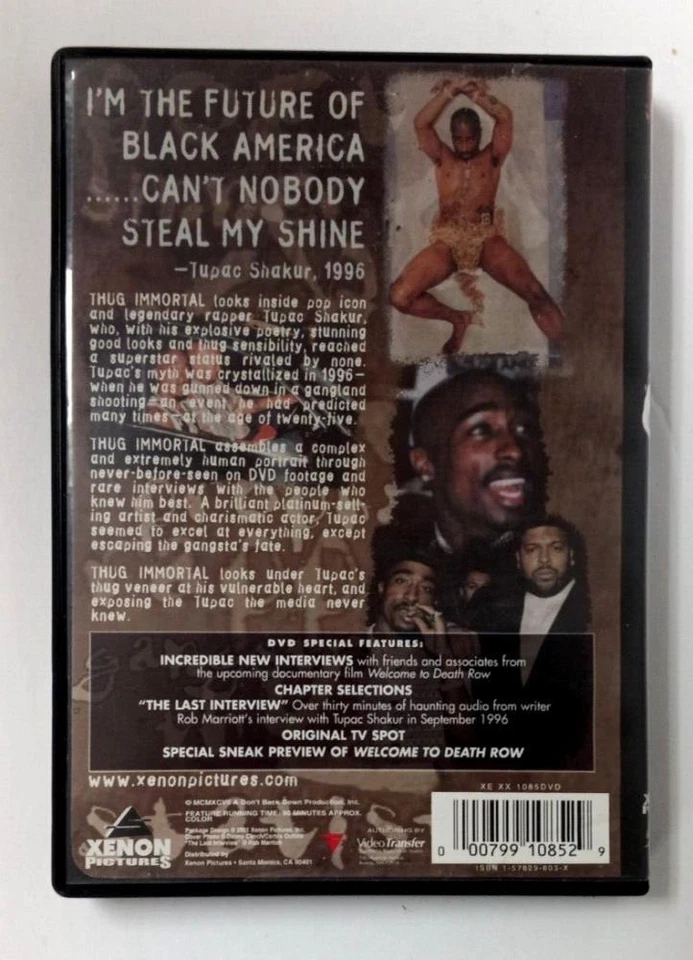 Thug Immortal DVD Tupac Shakur (Region 1) NTSC 2001 Free UK P&P Fast Dispatch - Image 2 of 4