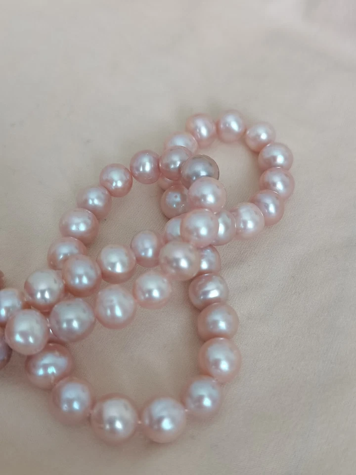 18" AAAA Japanese Akoya 9-10mm Lavender PINK Purple Pearl Necklace 14K Gold f - Image 4 of 4