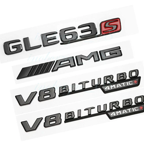 Pegatinas emblemas coche negro brillo para Mercedes GLE63s AMG V8 biturbo 4matic - Imagen 4 de 4