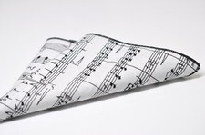Sheet Music Notes Cotton White Black Handmade Pocket Squares Hanky Handkerchief