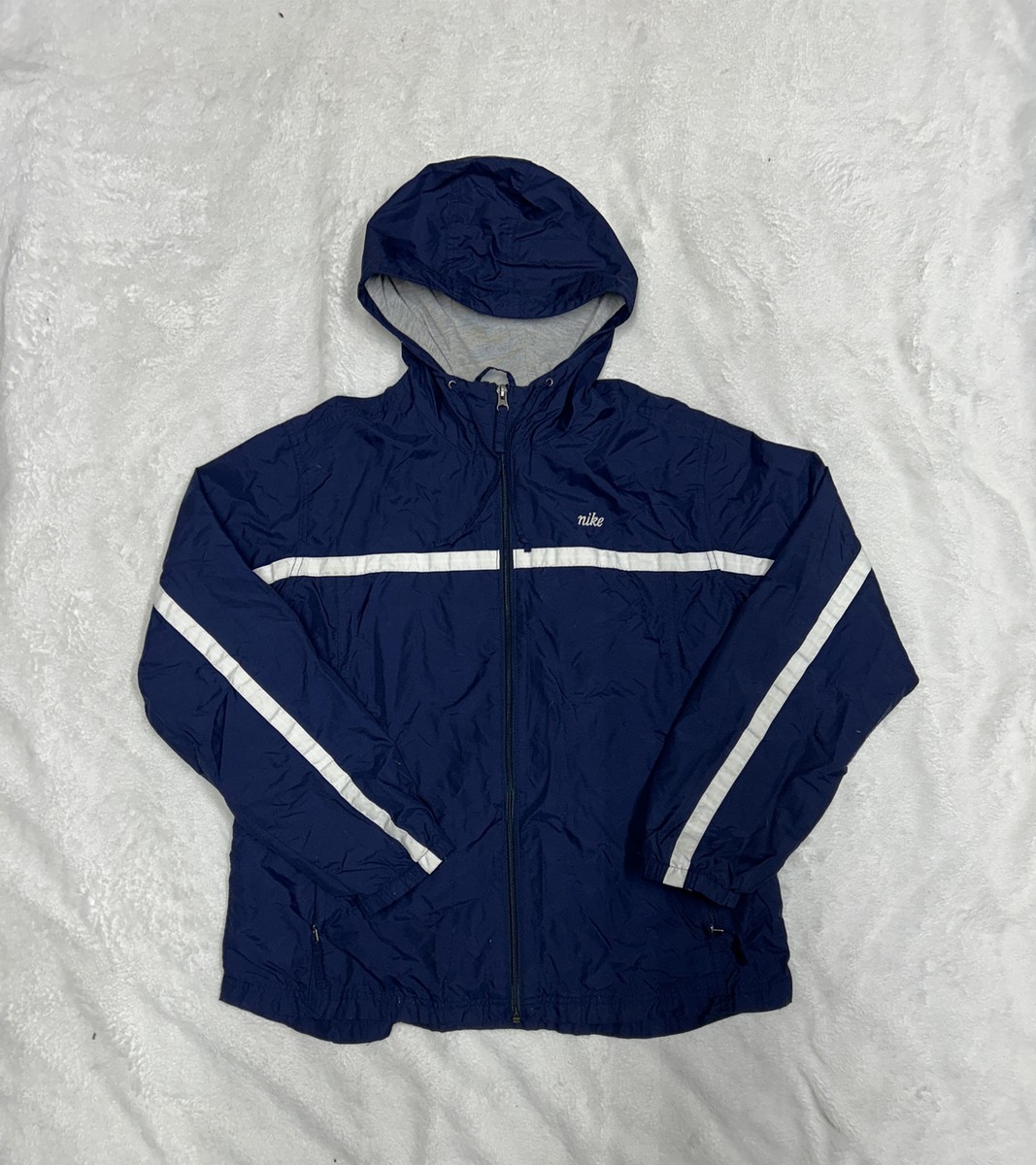 Vtg Y2K NIKE GRAY TAG Blue Zip Up Lightweight Windbreaker Vtg Y2K NIKE GRAY TAG Blue Zip Up Lightweight Windbreaker