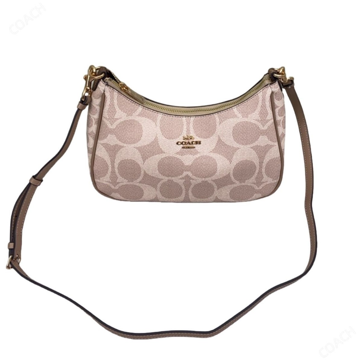 COACH Teri Hobo Bag in Blocked Signature Canvas CAA69 Sand Tan