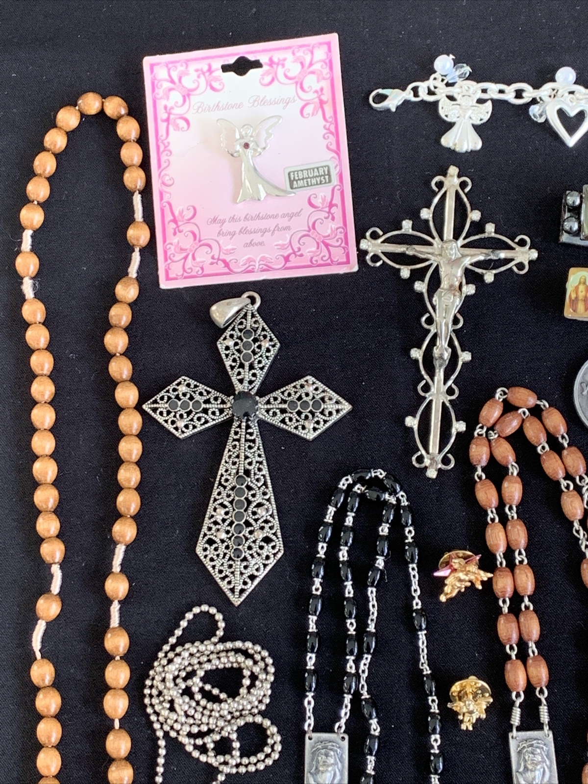 Vintage Religious Jewelry Lot Necklace Rosary Medal Cross Signed Catholic R775 eBay