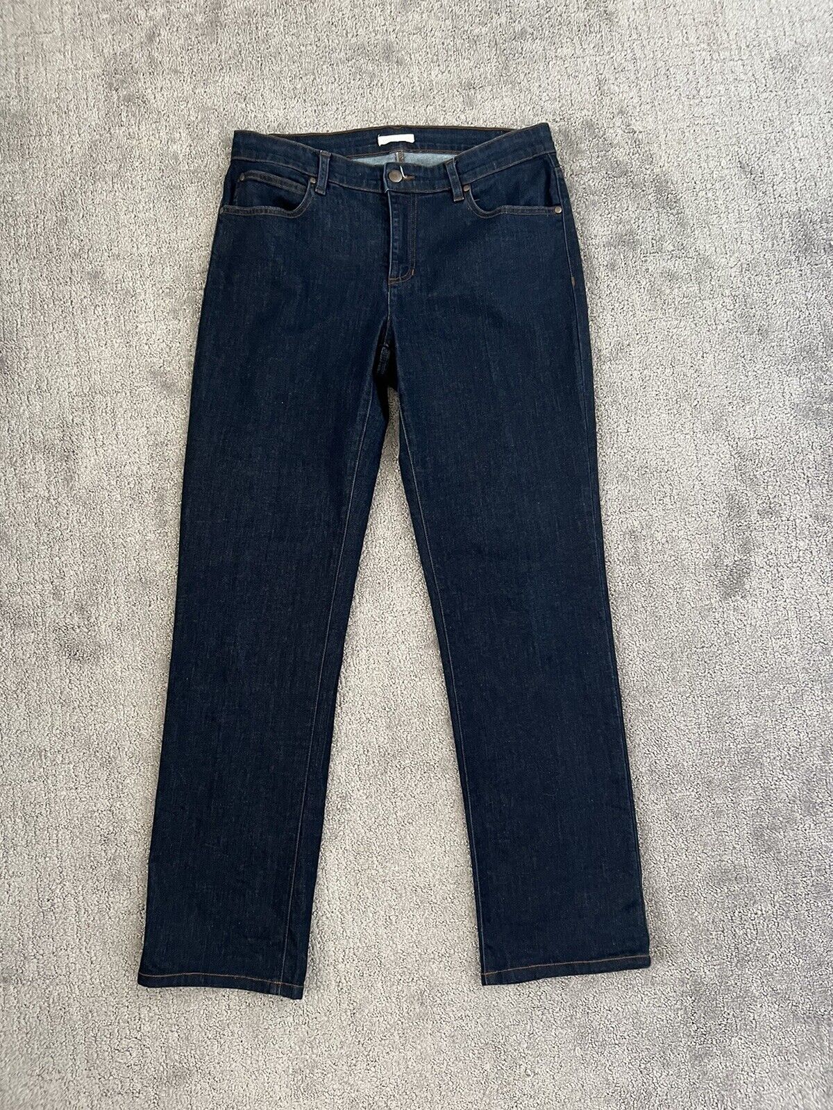 Eileen Fisher Straight Leg Dark Wash Jeans 10 - image 1