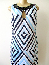 Sleeveless Geometric Dress Taylor Size 10 Multi Color Embellished A Line