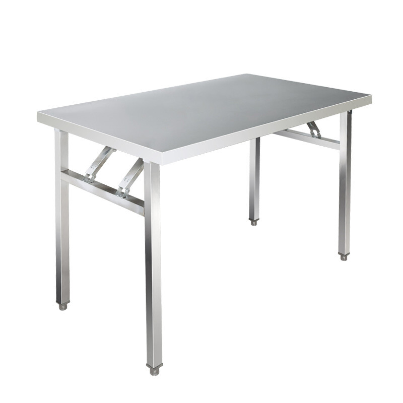 Table Pliante INOX 120x60 Cm - Table De Cuisine, Bureau Ou Repas - Avec Tiroir - Acier