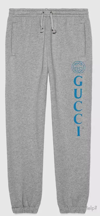 Gucci Men's Drawstring Sweatpants with Logo Print Grey 522841 X3N66 Authentic