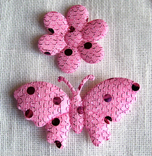 LOT de 4 ou 16 APPLIQUES PAPILLON & FLEUR DENTELLE SEQUIN SCRAPBOOKING CARTERIE - Picture 4 of 10