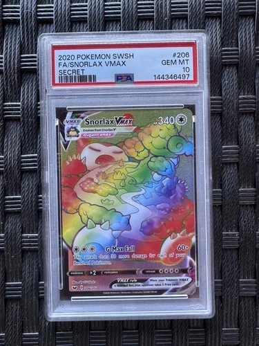 Pokémon Snorlax VMAX Secret Rare Holo 206/202 Sword & Shield PSA 10