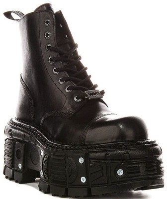 New Rock 083 Tank Klobige Plateau Schnürer Damen Stiefel IN Ankle Schwarz UK 5 -
