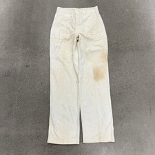 Vintage 60s USN White Military Issue Utility Work Pants Flared Cotton Twill Sz S